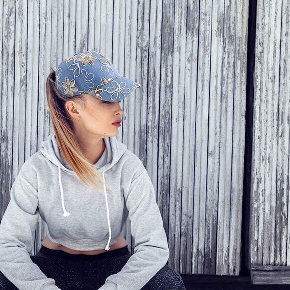 Embroidered Flowers Baseball Hat || EUC - Picture 1 of 7